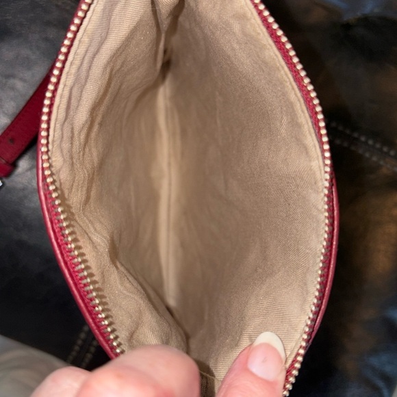 Coach  Crossbody bag  genuine, smooth, leather deep red.  Silvertone.
No callout - Picture 11 of 12